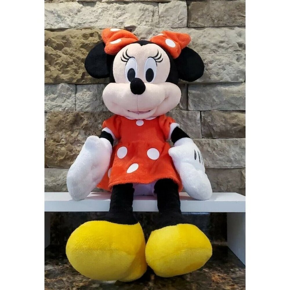 Disney Parks Minnie Mouse Plush 18" Red Polka Dot Dress